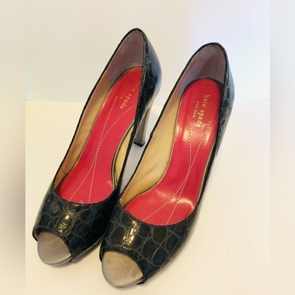 Kate Spade Peep Toe Leather Heels - Picture 1 of 4